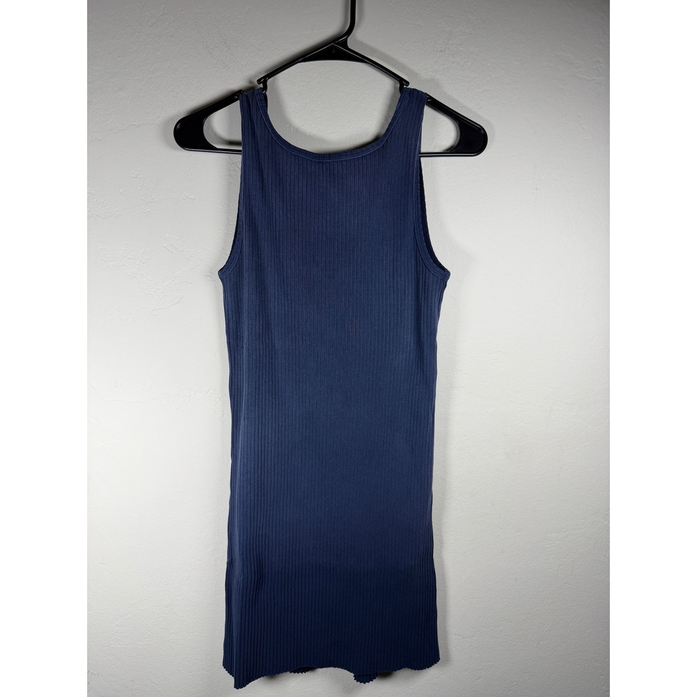 Madhappy Ribbed Tank Dress Navy Blue Sleeveless Scoop Neck Mini Made in USA